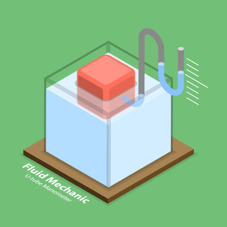 3D Isometric Flat Vector Illustration of Fluid Pressure, U-shape Tube Experementのイラスト素材
