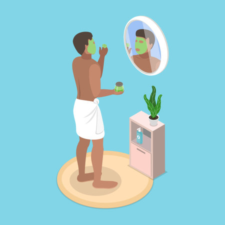 3D Isometric Flat Vector Illustration of Hygiene Procedure, Skincare Routineのイラスト素材