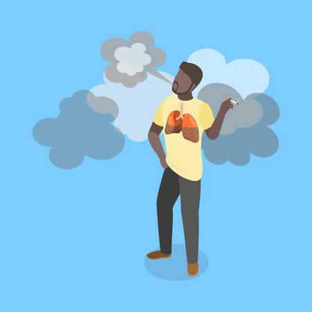 3D Isometric Flat Vector Illustration of Cigarette Addiction, Unhealthy Lifestyle