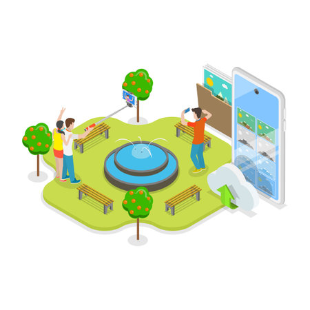 3D Isometric Flat Illustration of Smartphone Vs Camera, Photography Competition. Item 1のイラスト素材