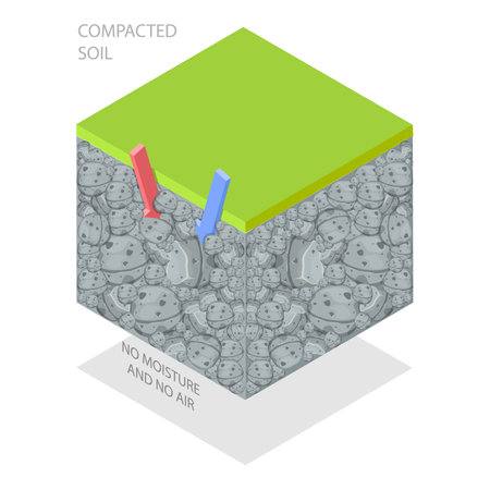 3D Isometric Flat Illustration of Soil Compaction Method, Grounds Types. Item 1のイラスト素材