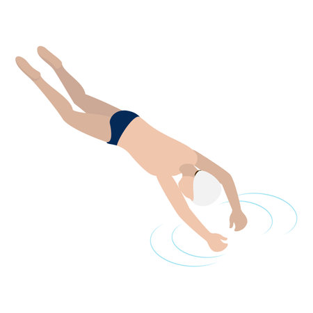 3D Isometric Flat Vector Set of Pool Swimmers, Water Activities. Item 6のイラスト素材
