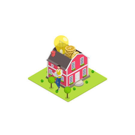 3D Isometric Flat Illustration of Sustainability, Green Eco Energy. Item 2のイラスト素材