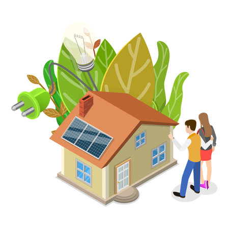 3D Isometric Flat Illustration of Sustainable and Renewable Energy, Innovative Green Technologies. Item 3のイラスト素材
