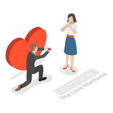 3D Isometric Flat Illustration of Happy Hormones, Brain Chemistry. Item 1のイラスト素材