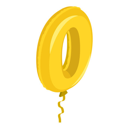 3D Isometric Flat Vector Illustration of Birthday Ballon, Golden Numbers. Item 4のイラスト素材