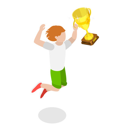 3D Isometric Flat Illustration of Jumping Happy Kids, Back to School. Item 2のイラスト素材