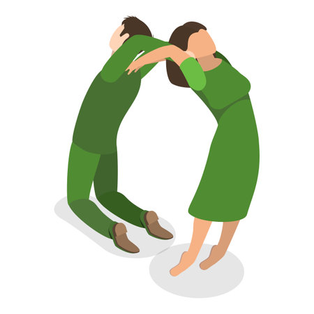 3D Isometric Flat Vector Set of English Alphabet with People, ABC Letters. Item 13のイラスト素材