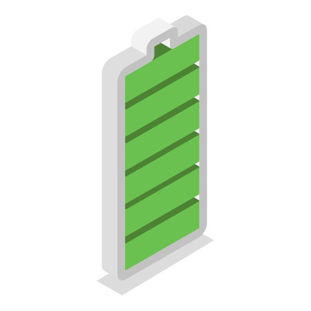 3D Isometric Flat Vector Set of Charging Level Batteries, Charge Indicator. Item 6のイラスト素材