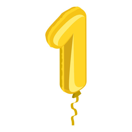 3D Isometric Flat Vector Illustration of Birthday Ballon, Golden Numbers. Item 9のイラスト素材