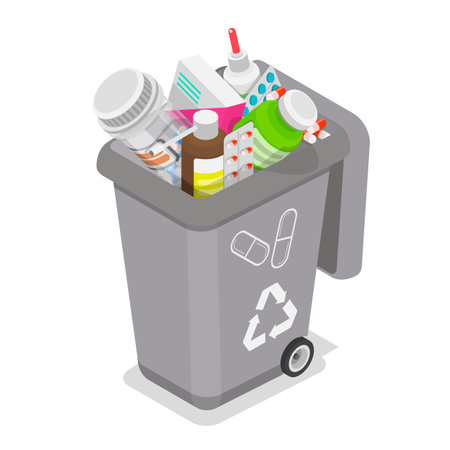 3D Isometric Flat Vector Illustration of Waste Management, Sorting Garbage. Item 4のイラスト素材