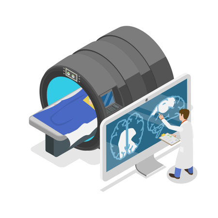 3D Isometric Flat Vector Illustration of Diagnostic Radiology , Magnetic Resonance Imaging. Item 2のイラスト素材