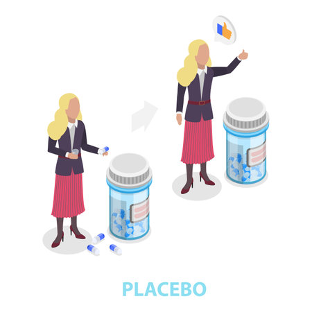 3D Isometric Flat Vector Illustration of Placebo And Nocebo, Medicine Side Effects. Item 1のイラスト素材