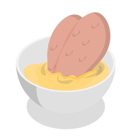 3D Isometric Flat Vector Illustration of How To Prepare Chicken Schnitzel, Homemade Food Recipe. Item 3のイラスト素材