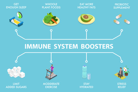 3D Isometric Flat Vector Illustration of Immune System Boosters, Human Health and Immunityのイラスト素材