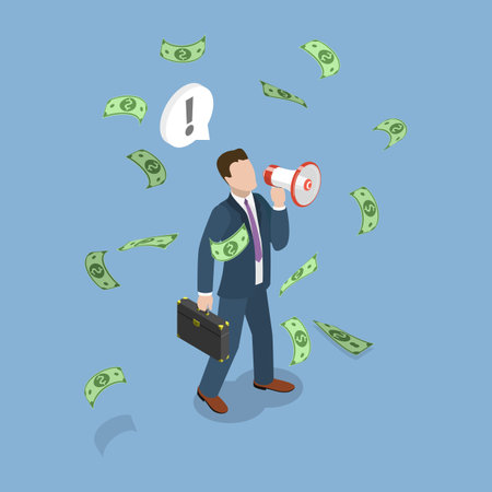 3D Isometric Flat Vector Illustration of Referral Marketing, Profit Increaseのイラスト素材