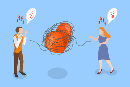 3D Isometric Flat Vector Illustration of Relationship Problem, Broken Family Life or Divorceのイラスト素材