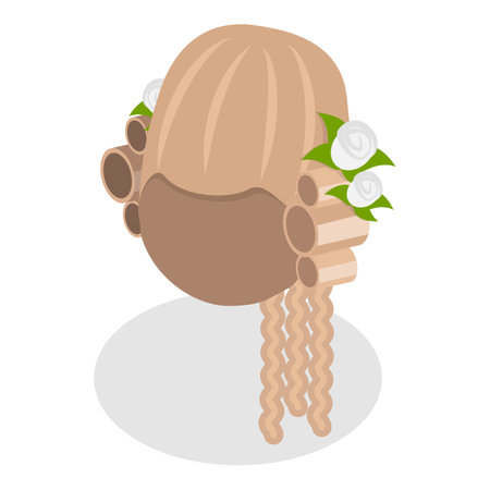 3D Isometric Flat Vector Set of Elegant And Ornate Hairpieces, Medieval Style. Item 4のイラスト素材