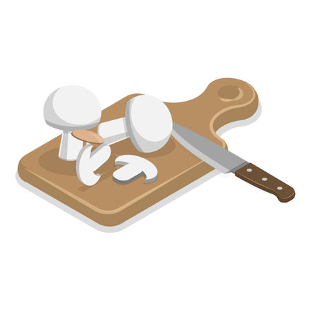 3D Isometric Flat Vector Set of Cooking Food Process, Meat, Fish, Vegetable Chopping Slices on a Board. Item 1のイラスト素材