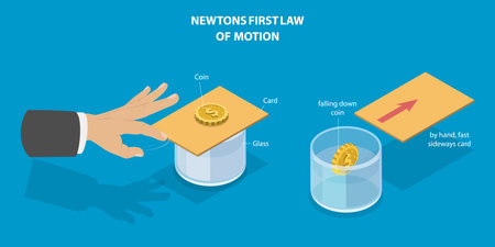 3D Isometric Flat Vector Illustration of Newtons First Law Of Motion, The Principle of Inertiaのイラスト素材