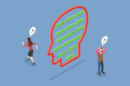 3D Isometric Flat Vector Illustration of Dissonance, Internal conflictのイラスト素材