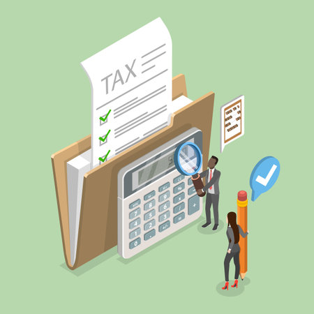 3D Isometric Flat Vector Illustration of Tax Paying , Payment Dayのイラスト素材