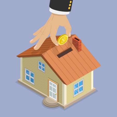 3D Isometric Flat Vector Illustration of Property Investment, Buying a New Propertyのイラスト素材