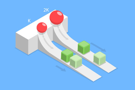 3D Isometric Flat Vector Illustration of Force - Work - Energy, Applying Force Over A Distance To An Objectのイラスト素材