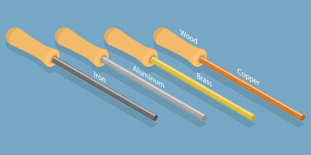 3D Isometric Flat Vector Illustration of Thermal Conductors, Comparison Of Conductivity In Good Heat Conductorsのイラスト素材