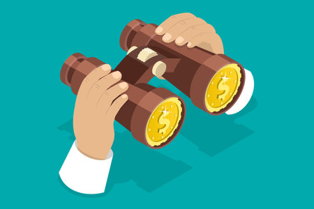 3D Isometric Flat Vector Illustration of Searching Money, Financial Opportunitiesのイラスト素材