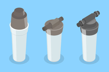 3D Isometric Flat Vector Illustration of Water Filters, Safe Drinking Water, Removing Impuritiesのイラスト素材