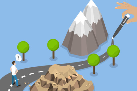 3D Isometric Flat Vector Illustration of Path Concept, Pathway In Life or Businessのイラスト素材
