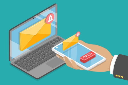 3D Isometric Flat Vector Illustration of Notification Notice, Alert Messageのイラスト素材