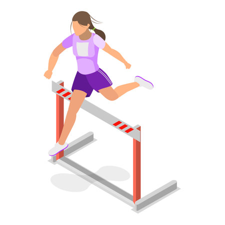 3D Isometric Flat Vector Illustration of Running With Barrier , An Intense Workout Challenge.のイラスト素材