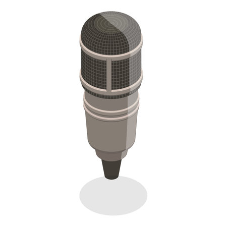 3D Isometric Flat Vector Illustration of Music Microphones, Professional Sound Recording Equipment.のイラスト素材
