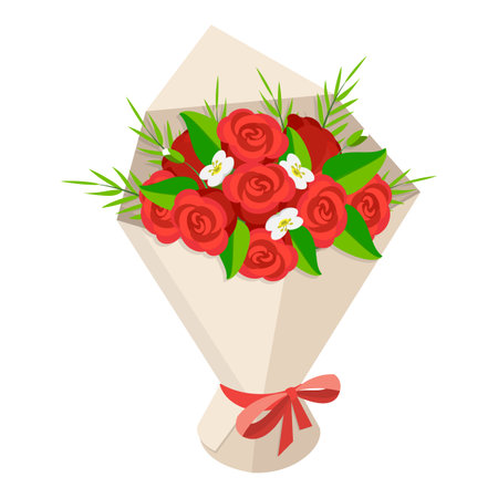 3D Isometric Flat Vector Set of Flower Bouquets, Floral Decoration.のイラスト素材