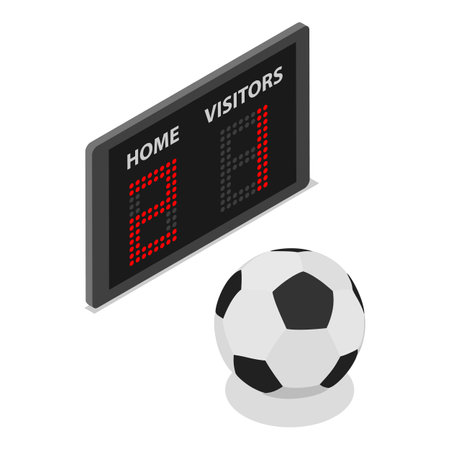 3D Isometric Flat Vector Set of Soccer Elements and Players, Team Sports.のイラスト素材