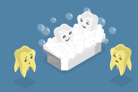 3D Isometric Flat Vector Illustration of Dental Care, Teeth Whiteningのイラスト素材