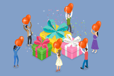 3D Isometric Flat Vector Illustration of Online Shopping Bonus, Earning Rewards, Incentives Strategyのイラスト素材