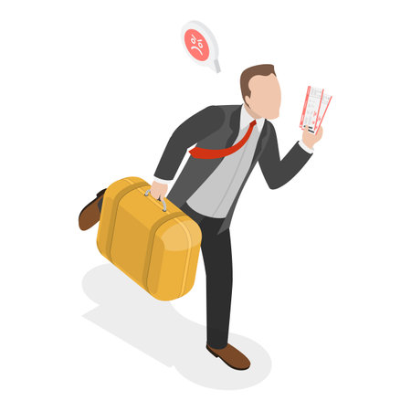 3D Isometric Flat Vector Illustration of Hurrying Tourists, Fast-Paced Visitors in a Hurry.のイラスト素材