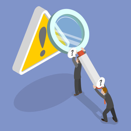 3D Isometric Flat Vector Illustration of Solving Problem, incident Investigationのイラスト素材