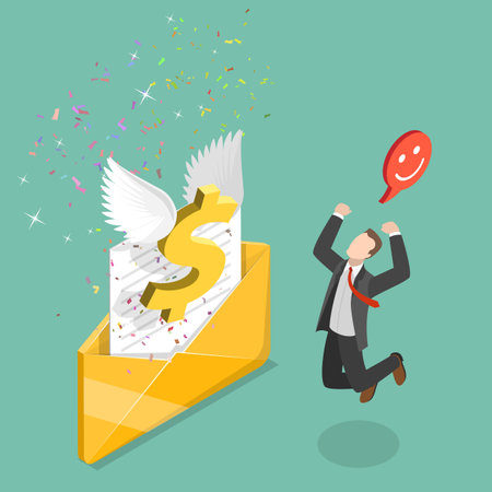 3D Isometric Flat Vector Illustration of Salary Raise, Unexpected Financial Gainsのイラスト素材