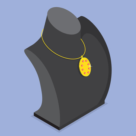 3D Isometric Flat Vector Illustration of Jewelry, Stylish Necklaceのイラスト素材