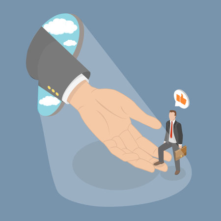 3D Isometric Flat Vector Illustration of Manager Mentorship or Coaching, Support and Business Helpのイラスト素材