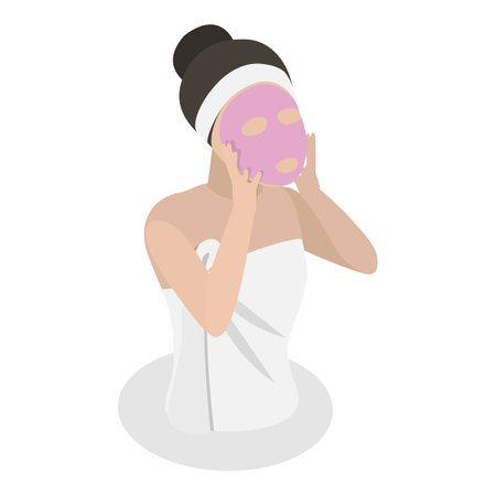 3D Isometric Flat Vector Illustration of Facial Mask, Skin Care and Acne Treatment. Item 3のイラスト素材