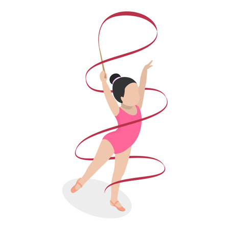 3D Isometric Flat Vector Illustration of Gymnastics Kids, Making Sport Exercises. Item 2のイラスト素材