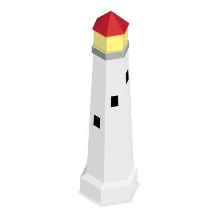 3D Isometric Flat Vector Set of Lighthouses, Searchlight Guide, Marine Navigation Beacons. Item 3のイラスト素材