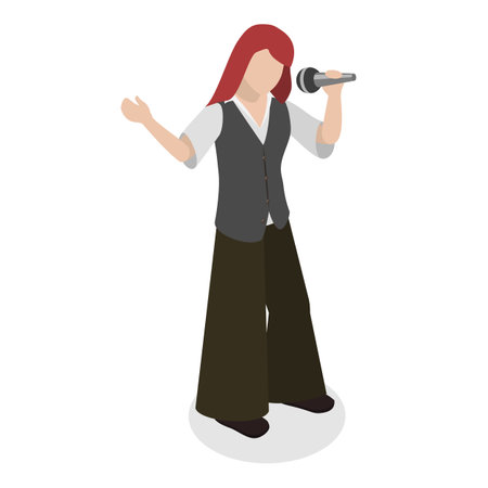 3D Isometric Flat Vector Illustration of Rock Musicians, Young Artists Playing Music Instruments. Item 1のイラスト素材