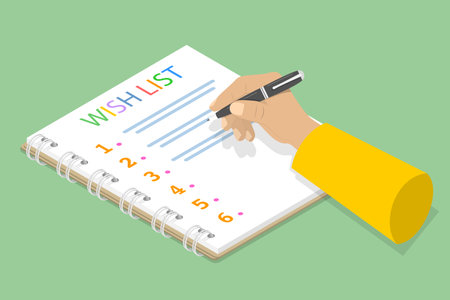 3D Isometric Flat Vector Illustration of Wish List , Preparing for a Holidayのイラスト素材