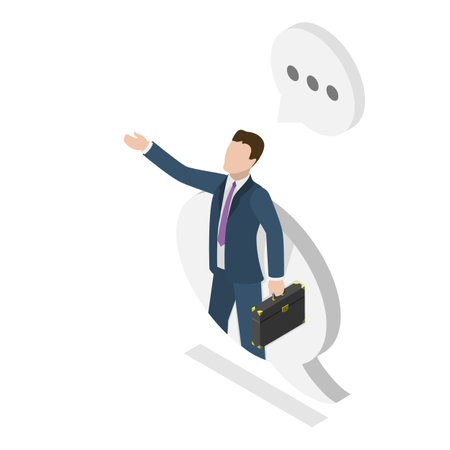 3D Isometric Flat Vector Illustration of Business Discussion, Coworkers Engaging in Dialog and Group Discussion. Item 1のイラスト素材